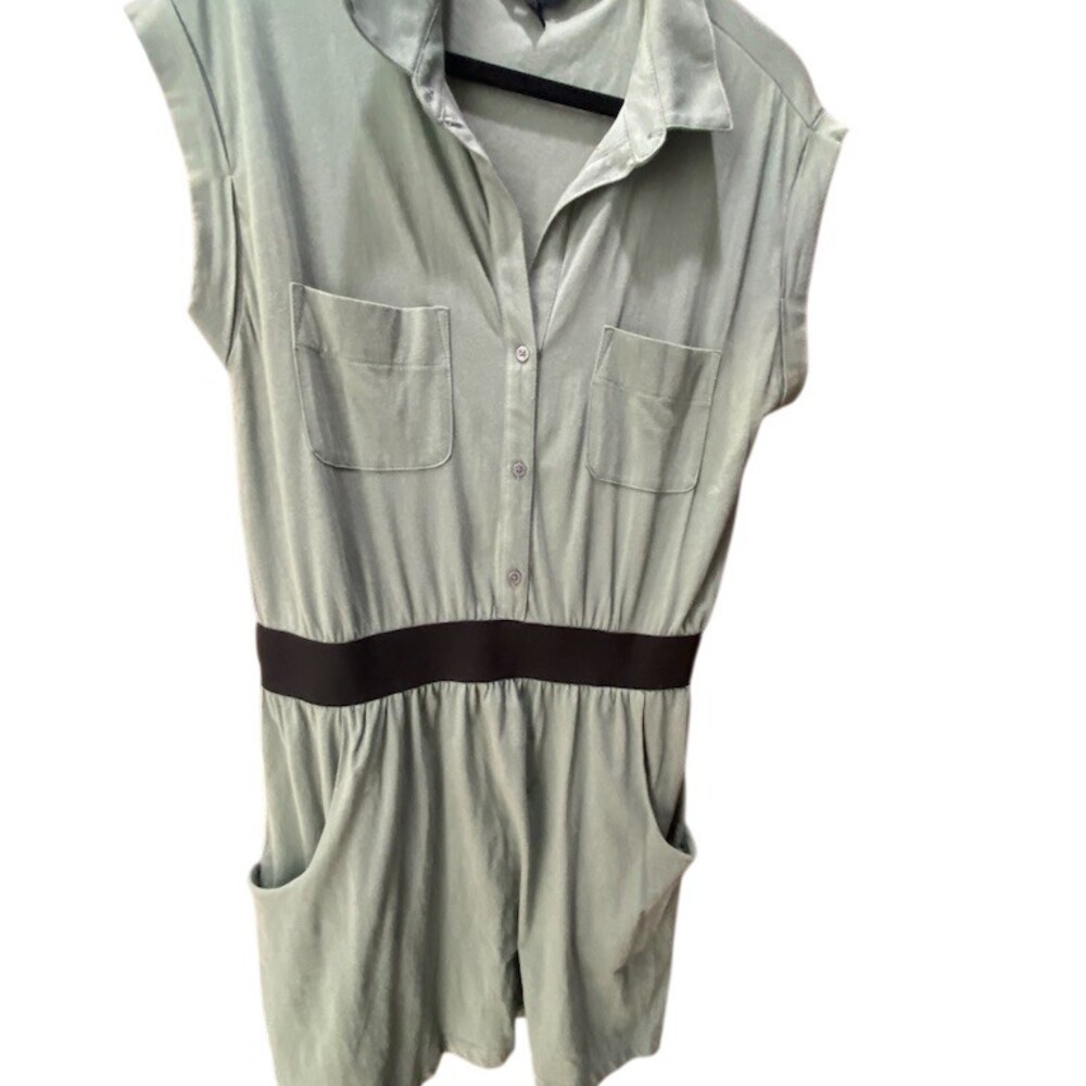 Banana Republic Shirt Dress Womens M Sage Green Collared Cap Sleeve